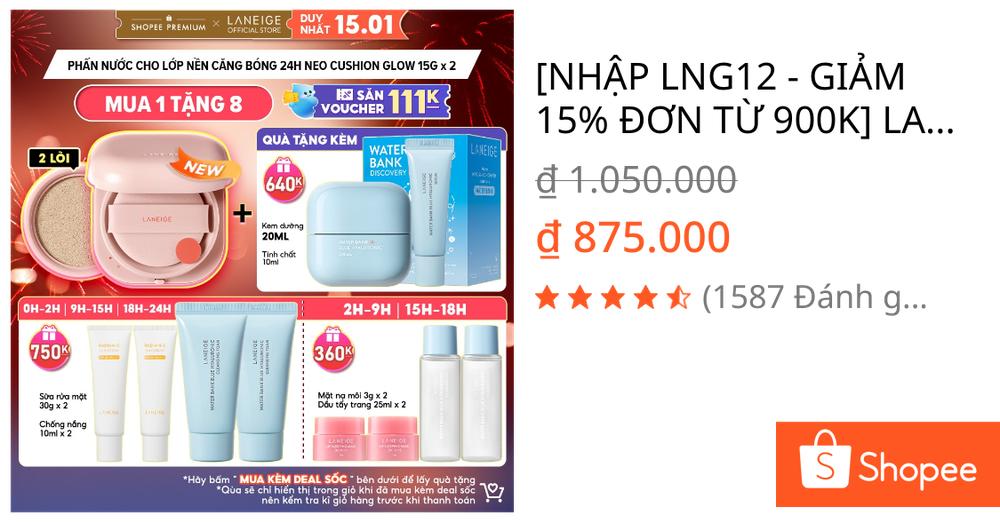 [🆕🇻🇳]  Đậu Đậu chuyên thời trang cho bé yêu 🧑‍🧒❤️️👶⭐️ [NHẬP LNG12 – GIẢM 15% ĐƠN TỪ 900K] LANEIGE Phấn Nước Che Khuyết Điểm 50H Neo Cushion Glow 15G Dưỡng Ẩm Gấp 5 + Kèm LõI | Shopee Việt Nam , shares-0✔️ , likes-0❤️️ , date-2024-01-15 13:19:31🇻🇳🇻🇳🇻🇳📰🆕