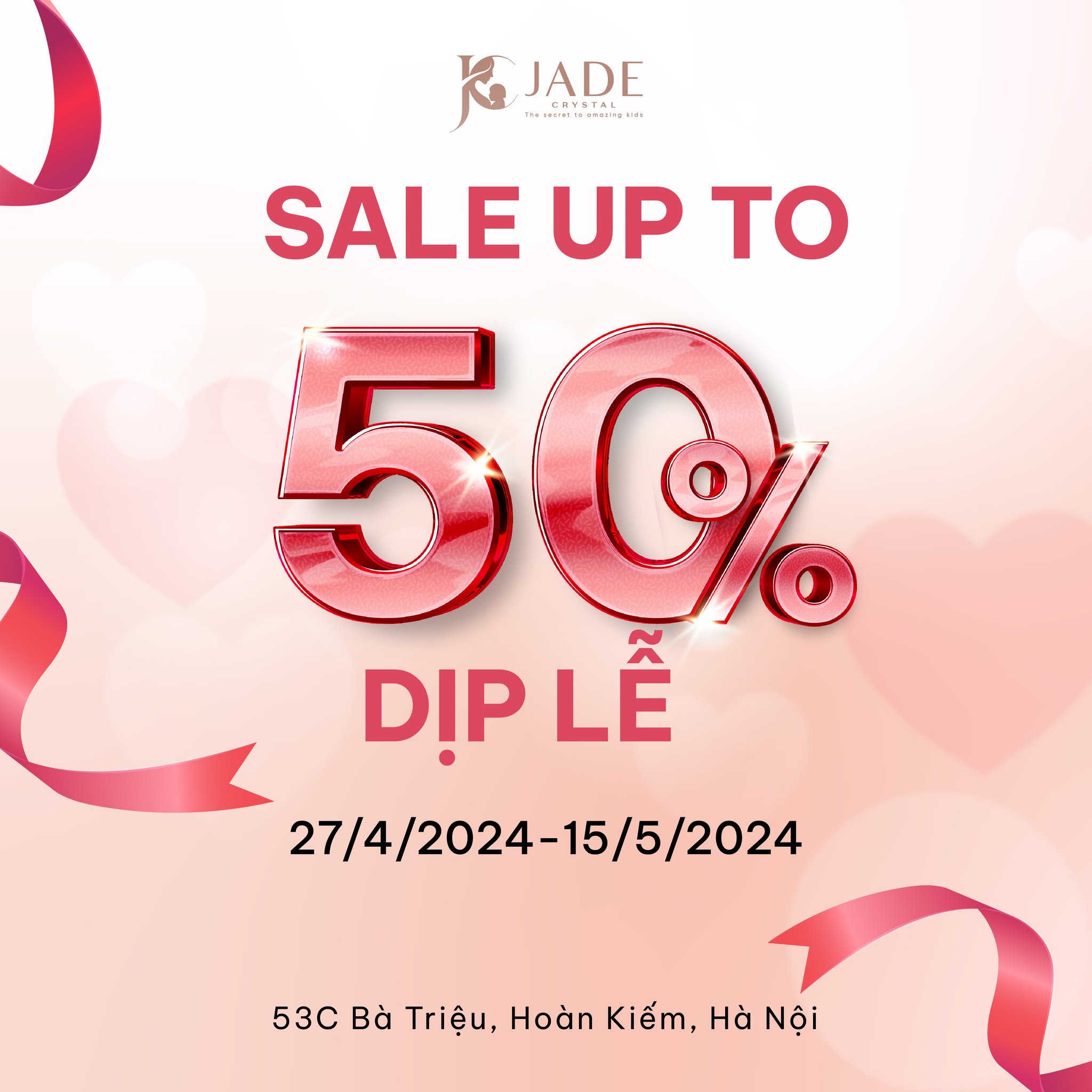 [🆕🇻🇳] Jade Crystal – Life Style – 𝐓𝐇𝐄 𝐒𝐄𝐂𝐑𝐄𝐓 𝐓𝐎 𝐀𝐌𝐀𝐙𝐈𝐍𝐆 𝐊𝐈𝐃𝐒 😎❤️️⭐️ Xúng Xính đón lễ cùng Jade Crystal 

 Sale up to 50% với toàn bộ các BST
 Duy nhất từ ngày 27/04/2024 đến hết ngày 15/05/2024

 Bé diện váy xinh , lung lin , shares-13✔️ , likes-113❤️️ , date-2024-04-27 03:08:54🇻🇳🇻🇳🇻🇳📰🆕