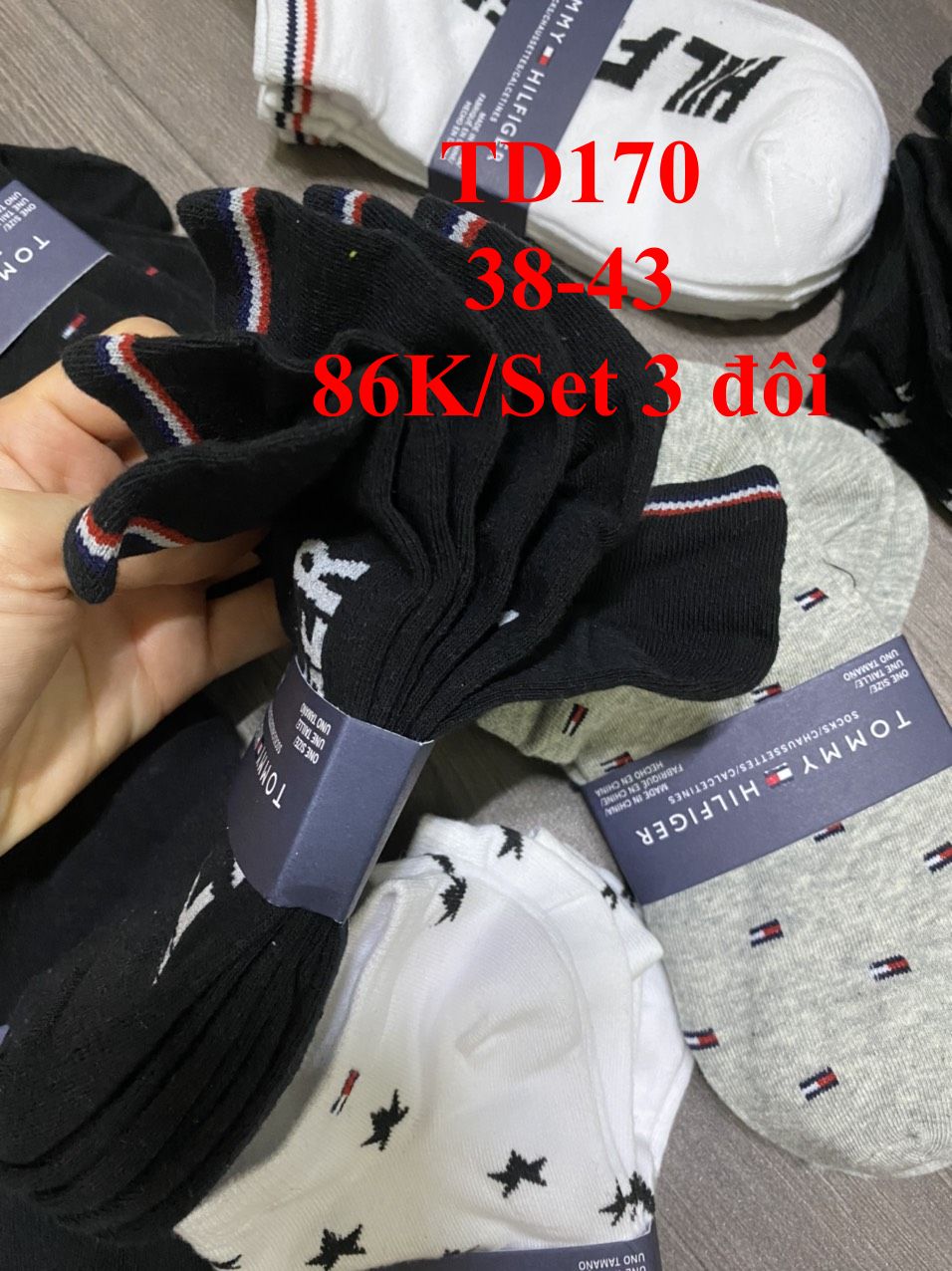 [🆕🇻🇳] Thời trang trẻ em Việt Nam xuất khẩu-Cambodia xuất xịn 😎❤️️⭐️ * Mã TD170: Tất TOMMY dư xịn cho nam (nữ mang cũng được), hàng Full bao xịn đẹp, mới xuất có nhiều mẫu. Hàng tuồn Auth của Tommy, chất sợi tốt, đi thoáng c , shares-0✔️ , likes-0❤️️ , date-2024-05-27 09:21:24🇻🇳🇻🇳🇻🇳📰🆕