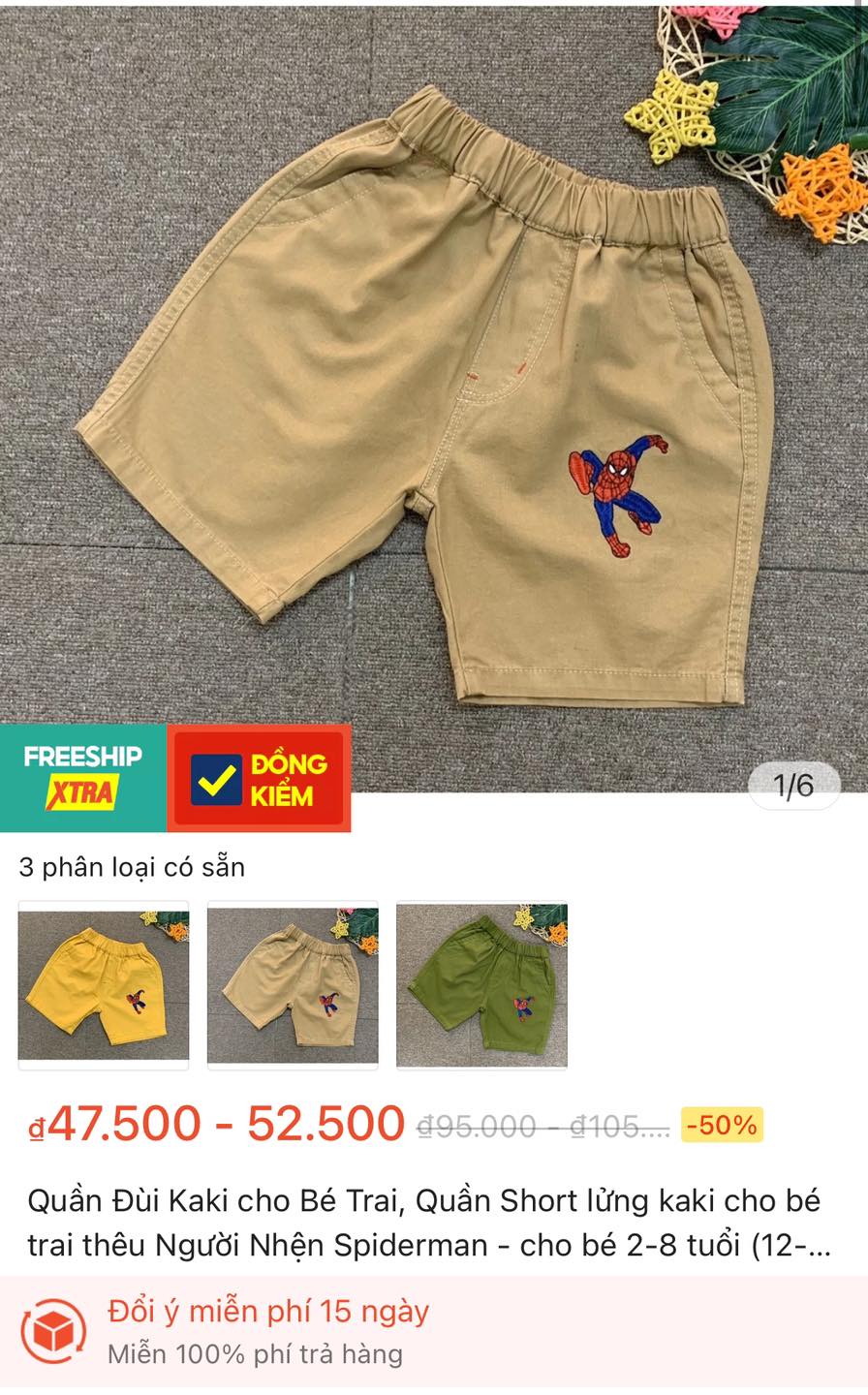 [🆕🇻🇳] Min Kids – Quần Áo Trẻ Em Xuất Dư 😎❤️️⭐️ #SALE__Outlet 50% còn 5x/c 
 Quần kaki bé trai, Quần đùi lửng kaki cho bé trai thêu Người Nhện Spiderman – cho bé 2-8 tuổi (12-30kg) Min còn gần chục chiếc , shares-0✔️ , likes-1❤️️ , date-2024-04-07 15:10:39🇻🇳🇻🇳🇻🇳📰🆕