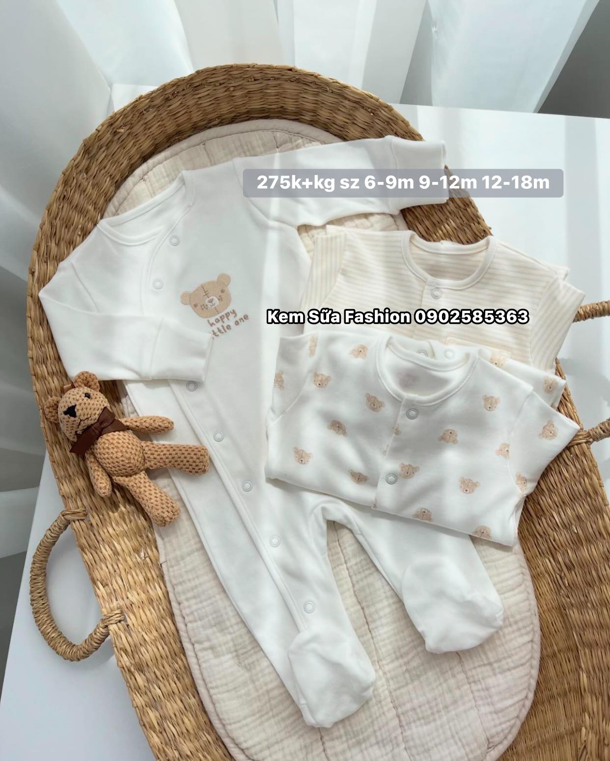 [🆕🇻🇳]  Kem Sữa Fashion – Baby & Kid Authentic – Chuyên thời trang trẻ em hàng hiệu xách tay 🧑‍🧒❤️️👶⭐️  Ở đây có #SLEEPINGSUITS được s@le nửa rá ạ
 Còn lẻ size thui ạ, nên chốt nhanh để e mua lun k hết nhé ạ   cotton khỏi lo nghĩ 
 Order #Matalanuk 2-3 tuần  , shares-0✔️ , likes-2❤️️ , date-2024-07-03 17:58:13🇻🇳🇻🇳🇻🇳📰🆕