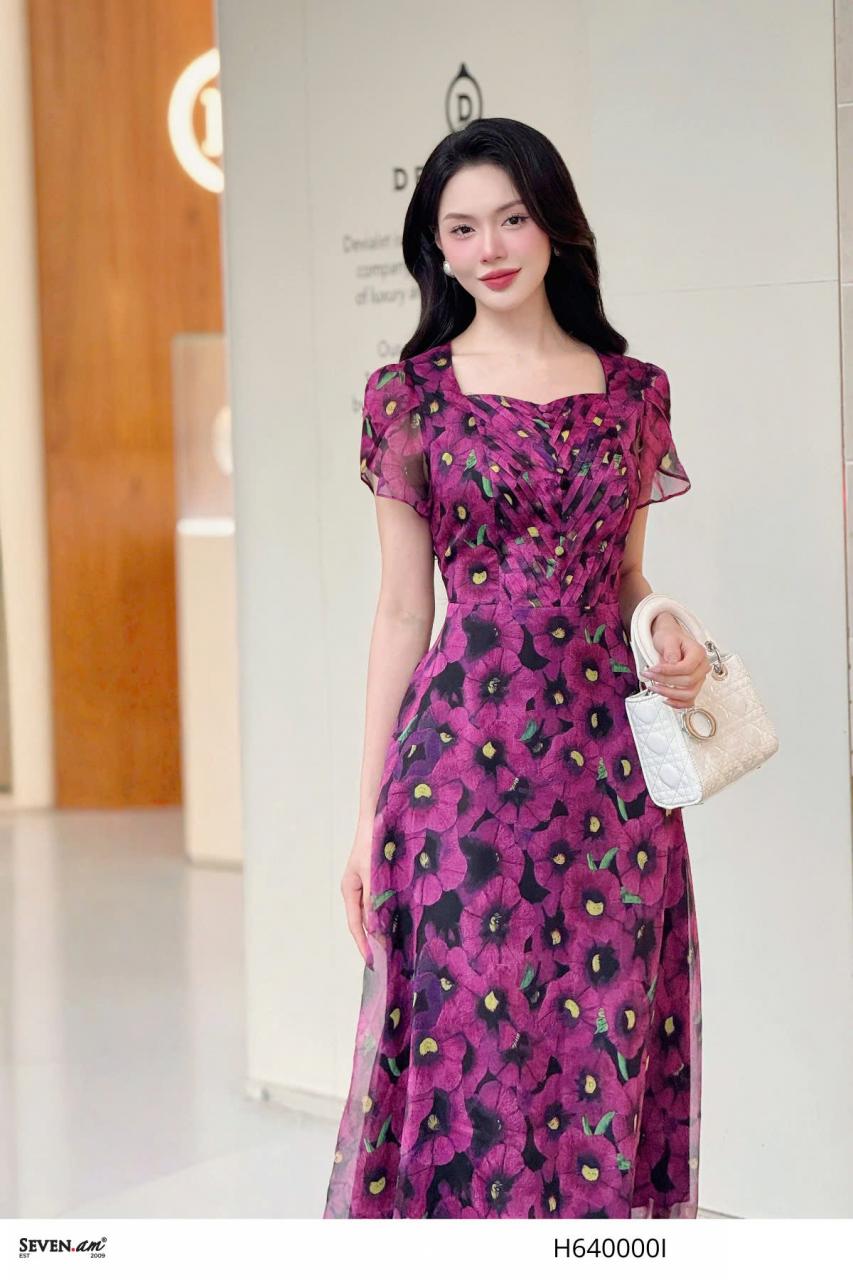 [🛒🇻🇳]Đầm xoè midi hoạ tiết hoa thời trang nữ Seven.AM H640000I - Seven.AM , SKU - - sevenam.vn 🇻🇳🛒Top1Shop🛒 🇻🇳Top1Vietnam🇻🇳 🛍🛒🇻🇳
