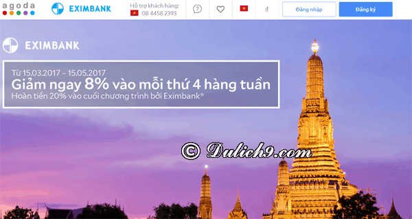 Agoda giảm giá, khuyến mãi cho chủ thẻ Eximbank trong tháng 7 2023