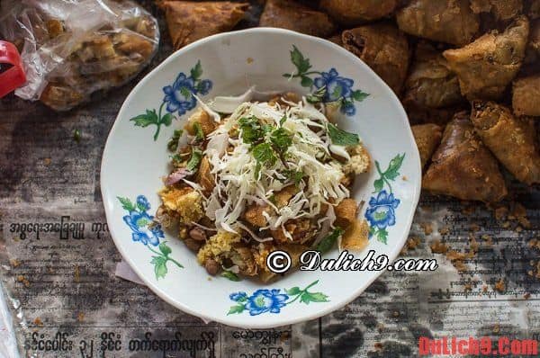 Nộm samosa - Món ngon độc đáo của đường phố Yangon nên nếm thử khi du lịch Myanmar