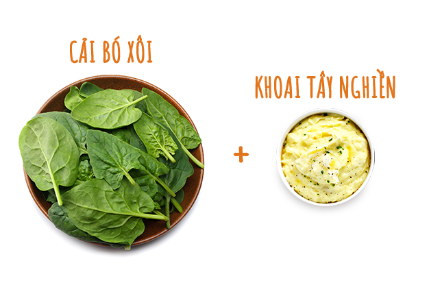 Công thức chế biến món ăn giảm cân hiệu quả gồm khoai tây và cải bó xôi