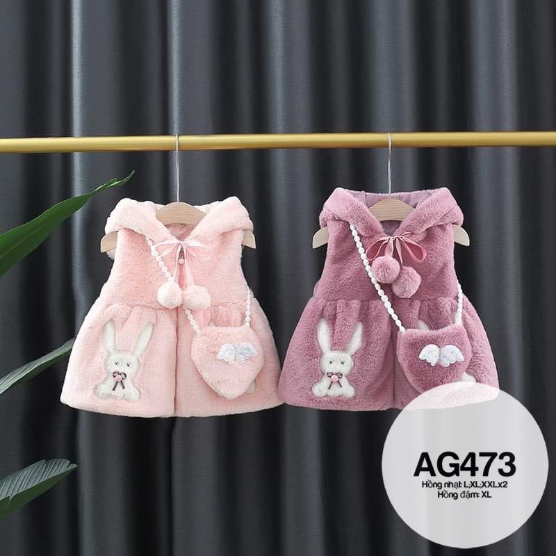 Áo gile lông thỏ kèm túi nơ AG473