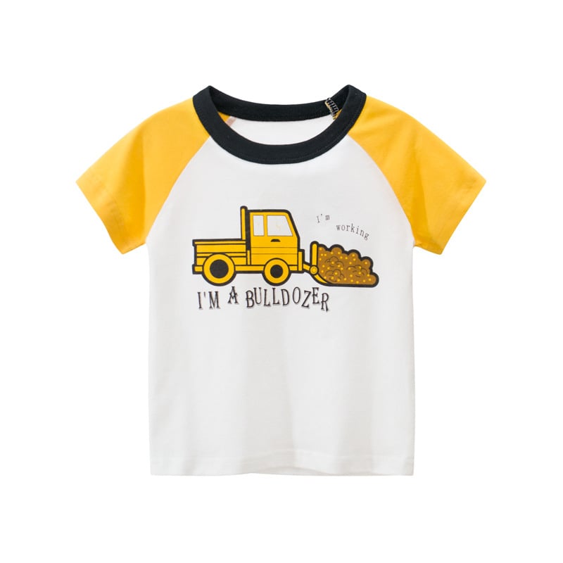 Áo thun Trẻ Em Xuất Khẩu TrueKids In Xe Xúc Đất Chất Cotton 100%