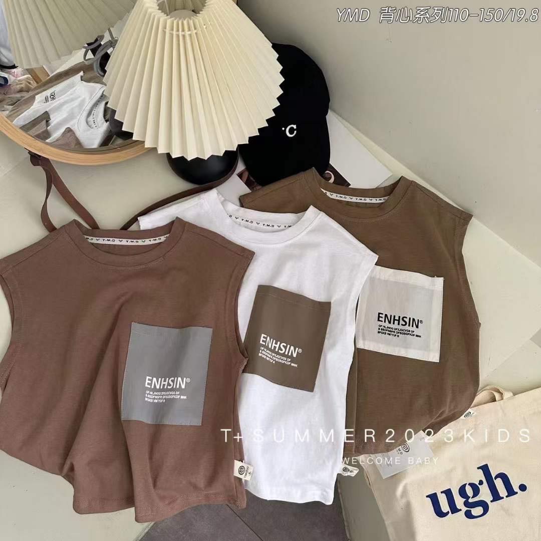 Áo ba lỗ hàn túi vuông các màu cho Bé trai 4-8 tuổi-at627