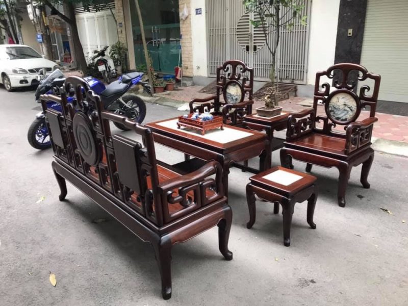 Bộ bàn ghế gỗ gụ 6 món