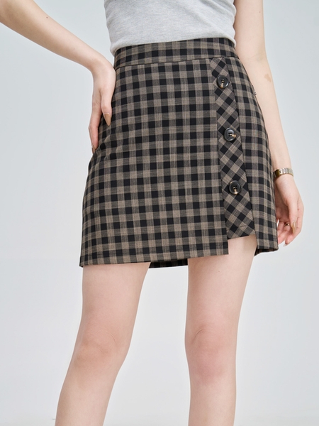 [🛒🇻🇳]Chân Váy Chữ A Caro 1 Hàng Khuy - CTCP Thời trang YODY , SKU - CVN4336-DEN-S - yody.vn 🇻🇳🛒Top1Shop🛒 🇻🇳Top1Vietnam🇻🇳 🛍🛒🇻🇳