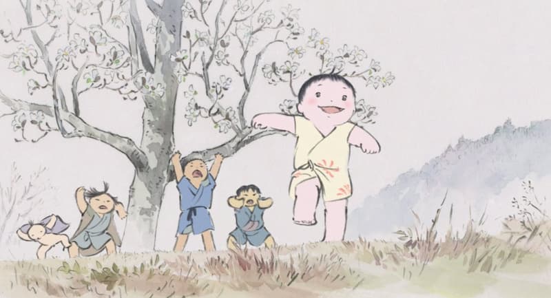 Kaguya hồn nhiên vui đùa cũng những đứa trẻ trong làng