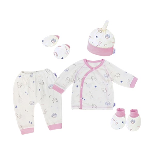 Set bộ tay dài cài chéo BabyMommy màu trắng - hồng