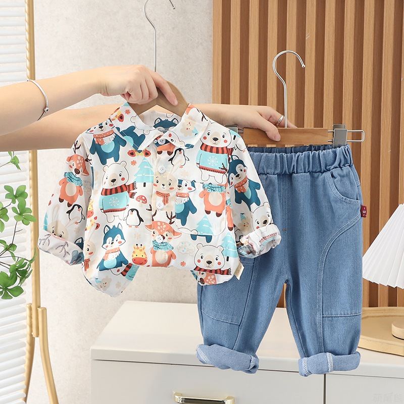 [🛒🇻🇳]ST556 - Set Quần Jean, Áo Sơ Mi Họa Tiết Động Vật Ngộ Nghĩnh - Màu Trắng - Tohoo , SKU - ST556 - moby.com.vn 🇻🇳🛒Top1Shop🛒 🇻🇳Top1Vietnam🇻🇳 🛍🛒🇻🇳