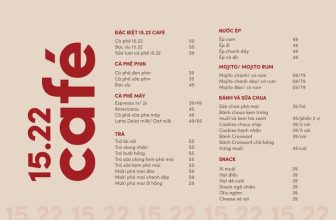 [☕️🇻🇳] 15.22 café – wine – live music ☕️ Top1Coffee ☕️ MENU 1
Menu cập nhật mới nhất của 15.22
Áp dụng từ thứ 2, 6/2/2023 nhé., shares-1✔️ , likes-3❤️️ , date-2023-02-03 13:19:04🇻🇳🇻🇳🇻🇳📰🆕