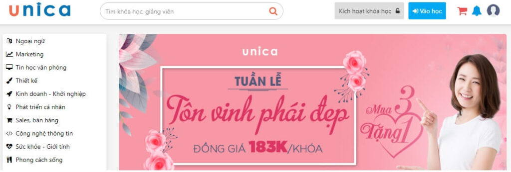 Mua khóa học tại Unica 