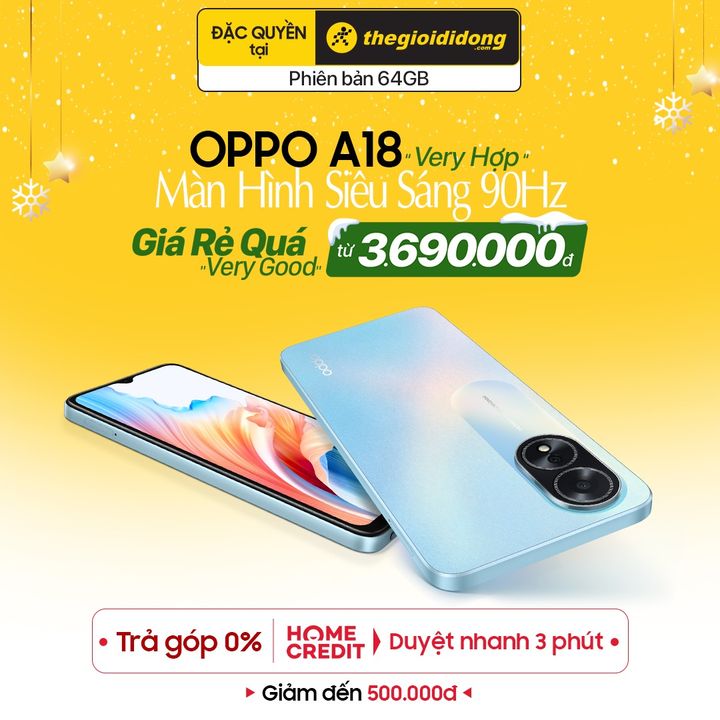 [🛍️🇻🇳] The Gioi Di Dong Joint Stock Company 🛍️ Top1Brand ⭐️ – OPPO A18 “very HỢP”Màn hình siêu sáng 90Hz ✨💲 Giá rẻ quá chỉ từ 3.690.000đ
…