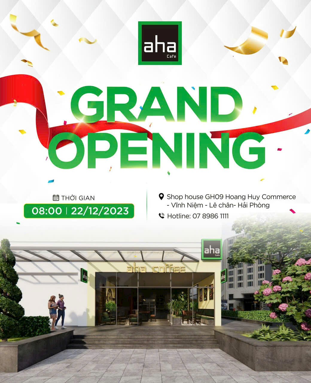 [☕️🇻🇳] AHA Cafe 🥤 Top1Coffee ☕️ NOW OPENING!!
—-AHA CAFE VÕ NGUYÊN GIÁP, HẢI PHÒNG—-
Địa chỉ: Shop house GH09 Hoàng Huy Commerce, Vĩnh Niệm, Lê Chân, Hải  , shares-2✔️ , likes-26❤️️ , date-2023-12-22 02:05:06🇻🇳🇻🇳🇻🇳📰🆕