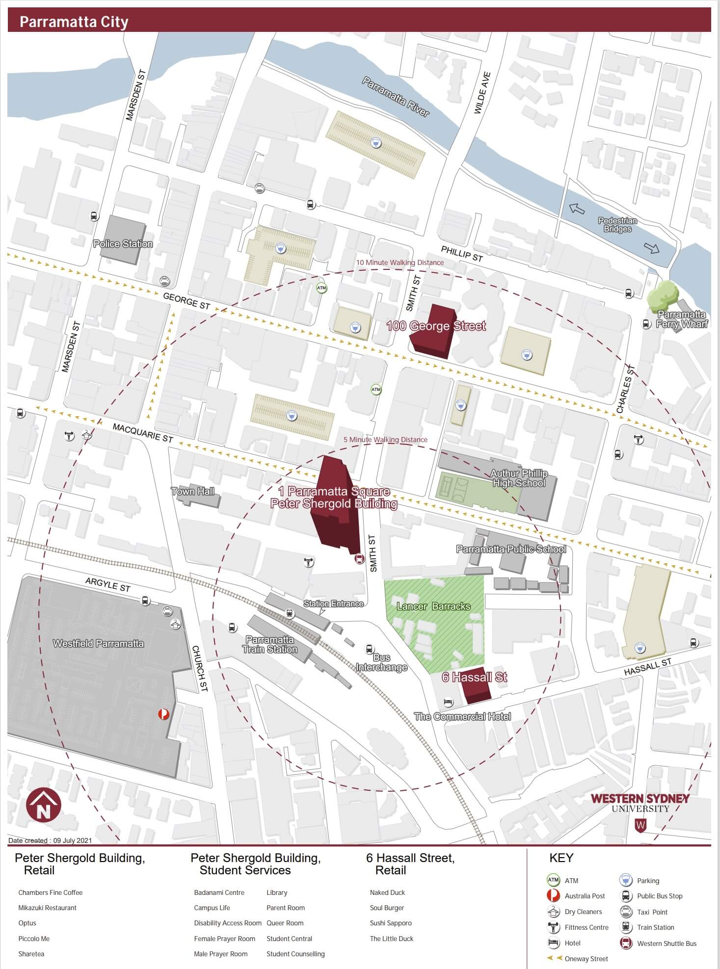 Bản đồ khu học xá tại Parramatta