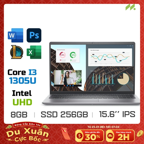 Laptop Dell Vostro 15 3530 80GG92 (i3-1305U, UHD Graphics, Ram 8GB DDR4, SSD 256GB, 15.6 Inch FHD 120Hz, Win11/Office HS 21)