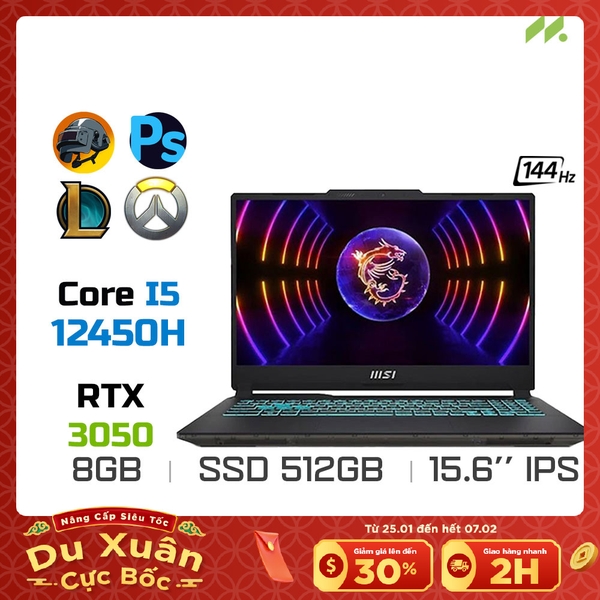 [🛒🇻🇳]Laptop Gaming MSI Cyborg 15 A12UC-621VN (i5-12450H, RTX 3050 4GB, Ram 8GB DDR5, SSD 512GB, 15.6 Inch IPS 144Hz FHD) - MSI , SKU - A12UC-621VN - memoryzone.com.vn 🇻🇳🛒Top1Shop🛒 🇻🇳Top1Vietnam🇻🇳 🛍🛒🇻🇳