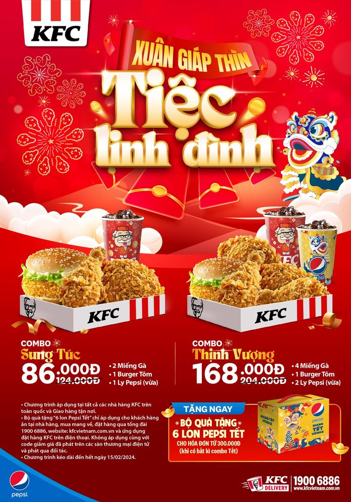 [🍗🇻🇳] KFC Vietnam 🍔Top1Food 🍗 – ️🎉 Xuân Giáp Thìn – Tiệc Linh Đình! ️🎉💥Cơ hội nhận ngay quà tặng n …