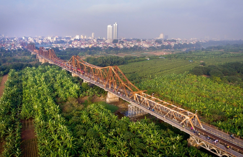 Ảnh đẹp cầu Long Biên - Cầu Long Biên nhìn từ trên cao