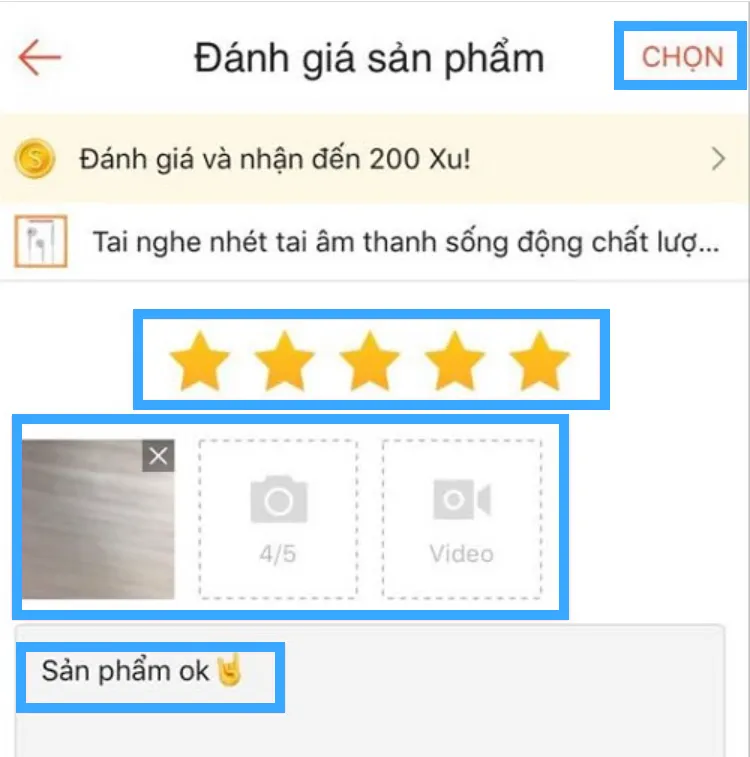 Đánh giá sản phẩm trên Shopee