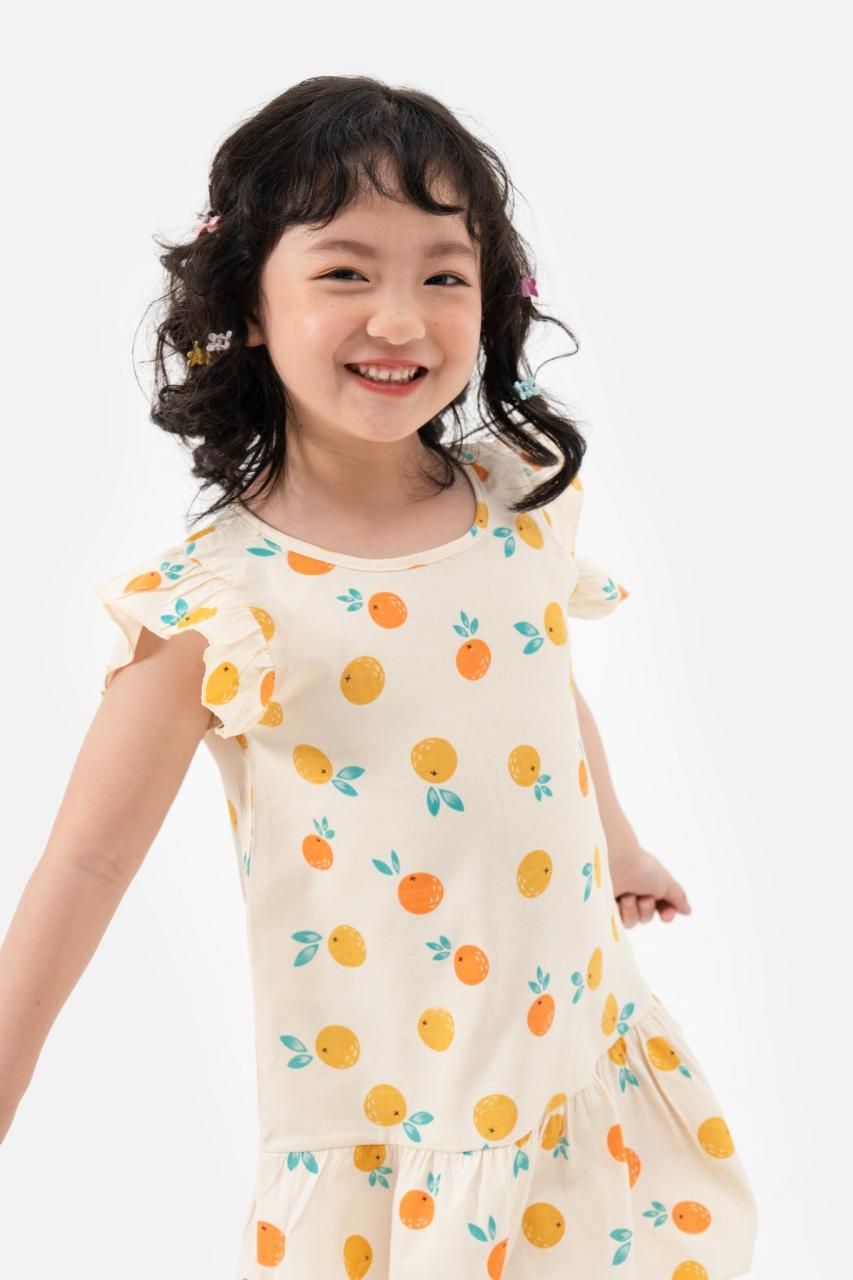 Đầm váy thô ngắn tay bé gái Rabity 93041