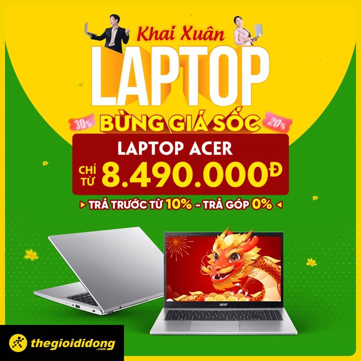 [🛍️🇻🇳] The Gioi Di Dong Joint Stock Company 🛍️ Top1Brand ⭐️ – 🎊KHAI XUÂN CON RỒNG🎊💥 LAPTOP ACER BỪNG GIÁ SỐC💲Giá chỉ từ 8.490.000đ
…