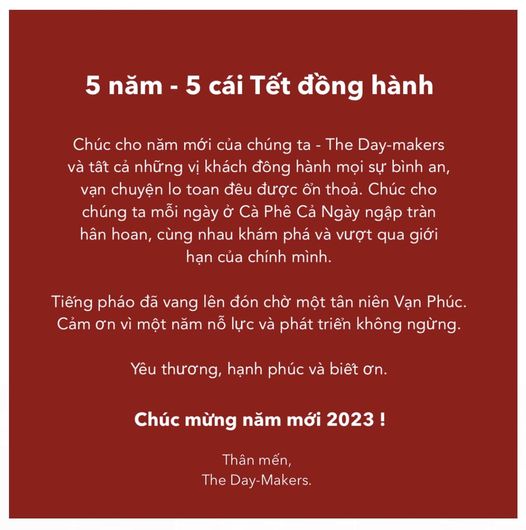 [☕️🇻🇳] All Day Coffee 🥤 Top1Coffee ☕️ 5 năm – 5 cái Tết đồng hành

Chúc cho năm mới của chúng ta – The Day-makers và tất cả những vị khách đồng hành mọi sự bình an, v , shares-0✔️ , likes-12❤️️ , date-2023-01-21 18:16:44🇻🇳🇻🇳🇻🇳📰🆕