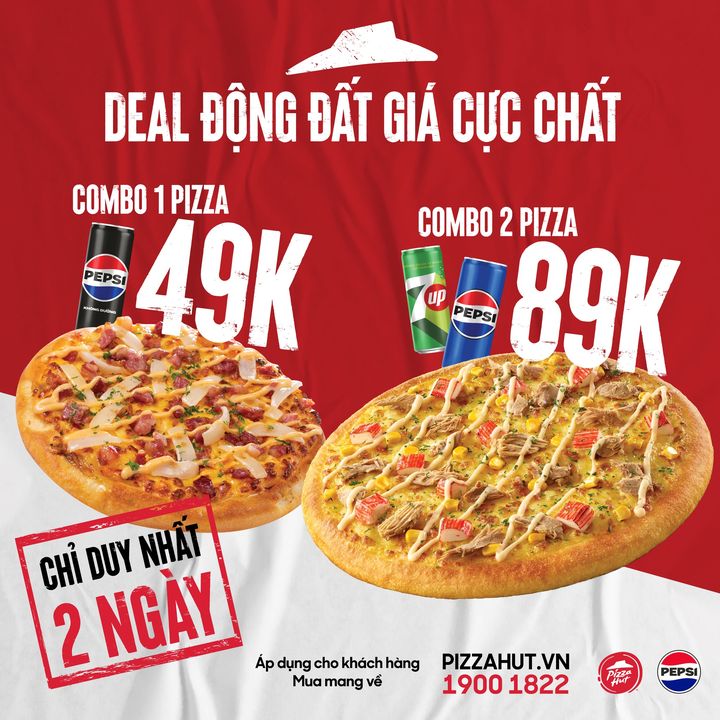 [🍕🇻🇳] Pizza Hut Việt Nam 🍕 Top1Pizza – no1Pizza 🥘 – 🔥 Deal Động Đất, Giá Cực Chất 🔥Chỉ 49K Cho Combo Pizza & Nước, Duy Nh …