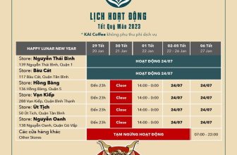 [☕️🇻🇳] Kai Coffee – Phong cách Âu – Mỹ 🥤 Top1Coffee ☕️ Bạn thân mến, KAI gửi bạn lịch hoạt động trong dịp Tết Quý Mão, 2023 của tụi mình  Mong được gặp bạn với những tách cà phê tươi  , shares-2✔️ , likes-94❤️️ , date-2023-01-17 11:33:00🇻🇳🇻🇳🇻🇳📰🆕