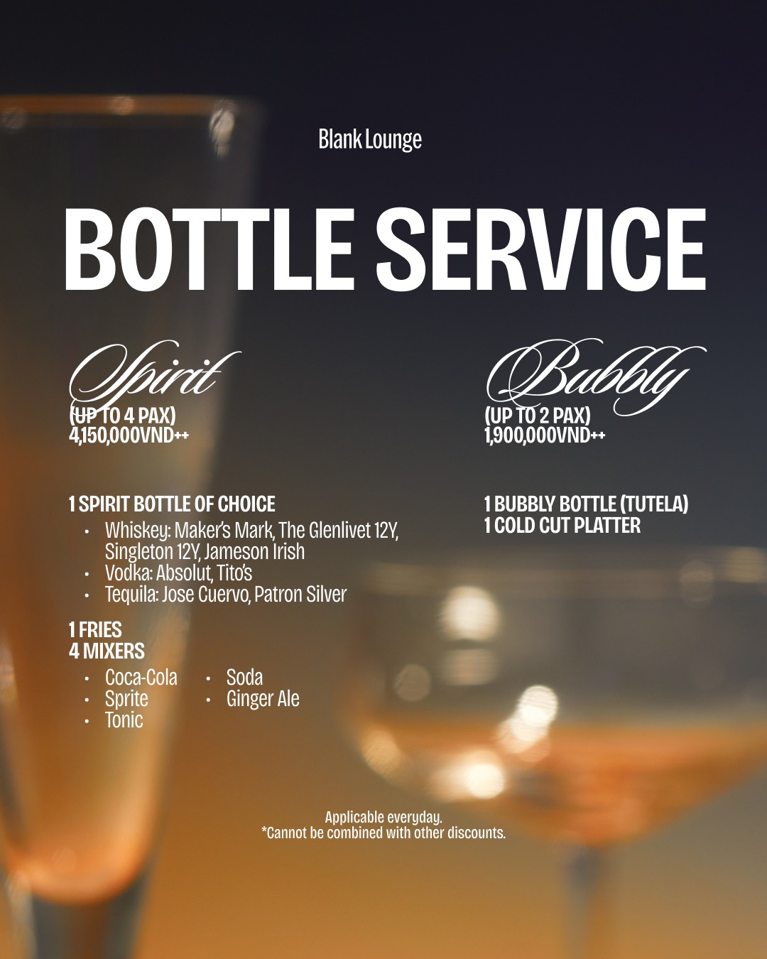 [☕️🇻🇳] Blank Lounge 🥤 Top1Coffee ☕️ Chia sẻ một đêm vui say cùng gia đình và người ấy với Bottle Service của Blank.Combo Spirit (cho 4 người)+ 1 chai rượu spir , shares-0✔️ , likes-6❤️️ , date-2024-05-10 11:39:53🇻🇳🇻🇳🇻🇳📰🆕