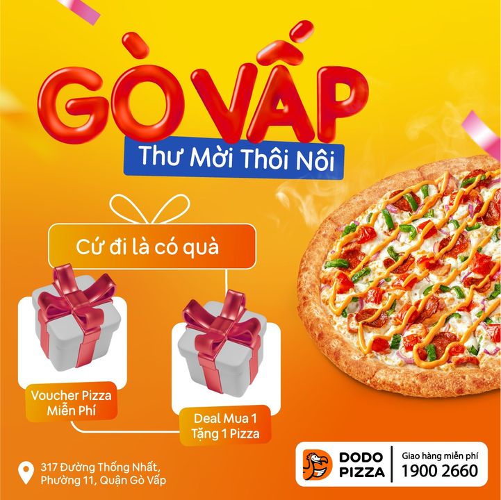 [🆕🇻🇳] Dodo Pizza Vietnam – Chuỗi nhà hàng Pizza tại TP.HCM 🍔 Top1Food  🍜 THƯ MỜI THÔI NÔI DODO PIZZA GÒ VẤP
25.05.2024 || 317 Thống Nhất, phường 11, quận Gò VấpĐến quán quẩy tiệc, còn được rinh quà về và nhận những ưu đãi siê , shares-2✔️ , likes-60❤️️ , date-2024-05-22 04:29:16🇻🇳🇻🇳🇻🇳📰🆕