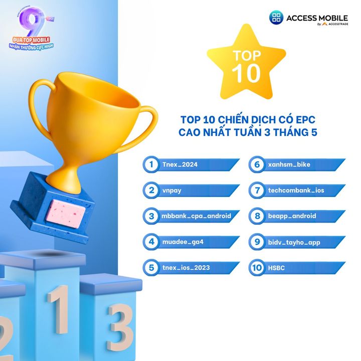[🤑🇻🇳] ACCESSTRADE là nền tảng Tiếp thị liên kết (Affiliate Marketing) số 1 tại Việt Nam 💲 Top1MMO 🤑 – TOP 10 CHIẾN DỊCH CÓ EPC (*) CAO NHẤT TUẦN 3 THÁNG 5(*) EPC: Earnings Per Click, thu …