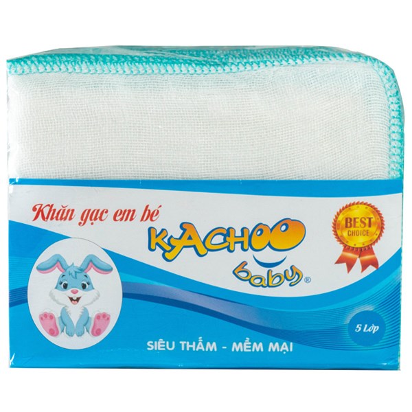 Set 10 cái khăn sữa cotton KACHOOBABY 5 lớp 26x31 cm - Màu ngẫu nhiên