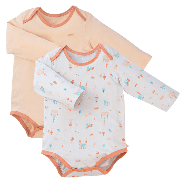 Set Bodysuit tam giác DT Animo KV1122060 (0-12M, Cam_Xám họa tiết)