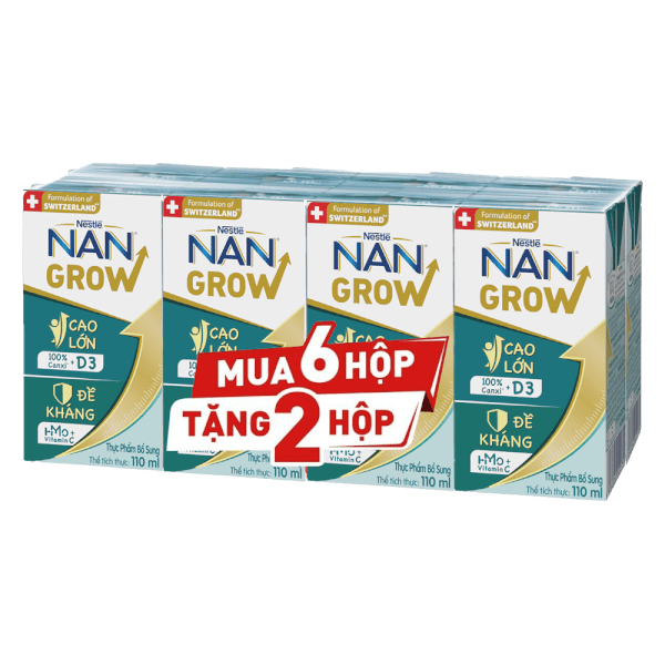 Combo 3 thùng thực phẩm bổ sung Nestlé NANGROW 6 (8x110ml) Mua 6 tặng 2