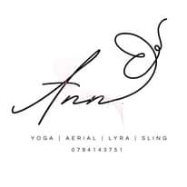 Có thể là đồ họa về yoga và văn bản cho biết 'YOGA AERIAL LYRA SLING 0794143751'