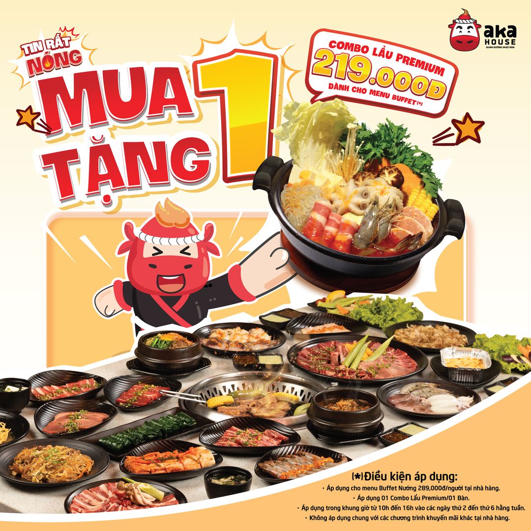 [🆕🇻🇳] Aka House – Quán nướng Nhật Bản 🍔 Top1Food 🍜 MẾN KHÁCH NHƯ AKA HOUSE, TẶNG COMBO LẨU PREMIUM TRỊ GIÁ 219K CHO TEAM NƯỚNG TẠI D2.

Nắng đã có nón, mưa đã có dù. 
Bụng đói đã có Buffet Nướng tặng kèm nổ , shares-1✔️ , likes-7❤️️ , date-2024-04-02 11:00:23🇻🇳🇻🇳🇻🇳📰🆕