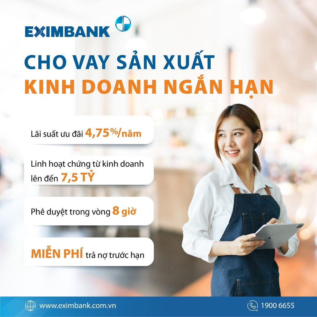 [🆕🇻🇳] Eximbank Vietnam ♥️️📚   VAY VỐN DỄ DÀNG – KINH DOANH BỨT PHÁ
Nhanh chóng tận dụng cơ hội vay vốn với lãi suất ưu đãi. Đáp ứng nhu cầu sản xuất và kinh doanh khi có Eximbank đồng  , shares-13✔️ , likes-22❤️️ , date-2024-06-04 13:00:32🇻🇳🇻🇳🇻🇳📰🆕