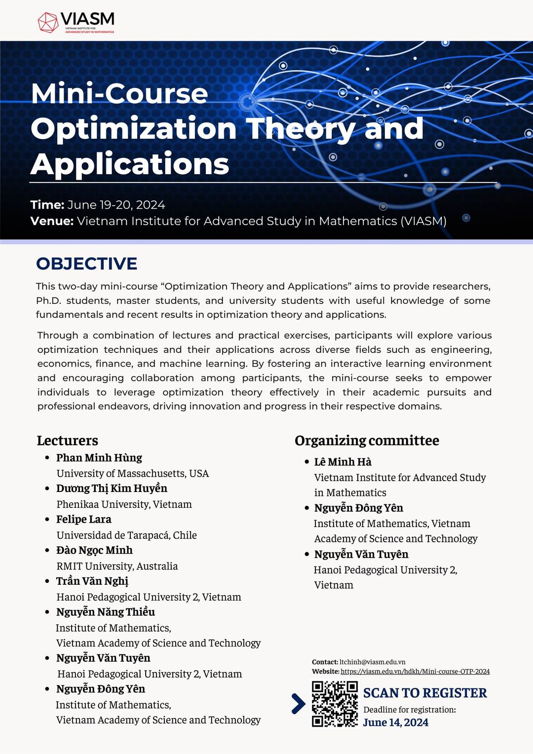 [🆕🇻🇳] Vật Lý Thiên Văn ♥️️ Top1Index 📚  [HTTT]
Khóa học “Lý thuyết tối ưu và ứng dụng ”
Thời gian: 19-20/06/2024
Địa điểm: Viện Nghiên cứu Cao cấp Toán học (VIASM), Hà Nội
Mục tiêu
Khóa học kéo d , shares-0✔️ , likes-19❤️️ , date-2024-05-29 13:25:17🇻🇳🇻🇳🇻🇳📰🆕