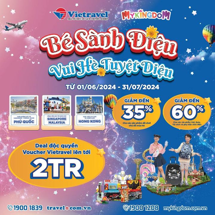 [🧸️🇻🇳] Mykingdom – Đồ Chơi Chính Hãng – An Toàn Cho Bé – Giá Tốt Cho Mẹ 🛴Top1Toys 🧸️ – 🔆 Bé Sành Điệu – Vui Hè Tuyệt Diệu: Nhận ngay voucher du lịch lên đến 2 TRIỆ …