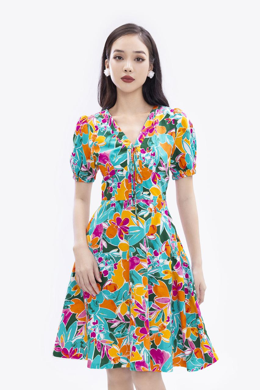 [🛒🇻🇳]Đầm xòe hoa nhiều màu cổ V đan dây nơ – K&K Fashion , SKU – KK168-02 – kkfashion.vn 🇻🇳🛒Top1Shop🛒 🇻🇳Top1Vietnam🇻🇳 🛍🛒🇻🇳
