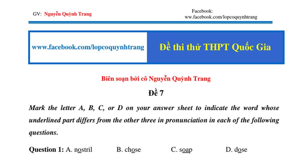 [🆕🇻🇳] Ngân hàng bài tập tiếng Anh theo chuyên đề 📚 Top1Learn 📕 thi thử 7.pdf , shares-205✔️ , likes-159❤️️ , date-2020-01-03 13:54:15🇻🇳🇻🇳🇻🇳📰🆕