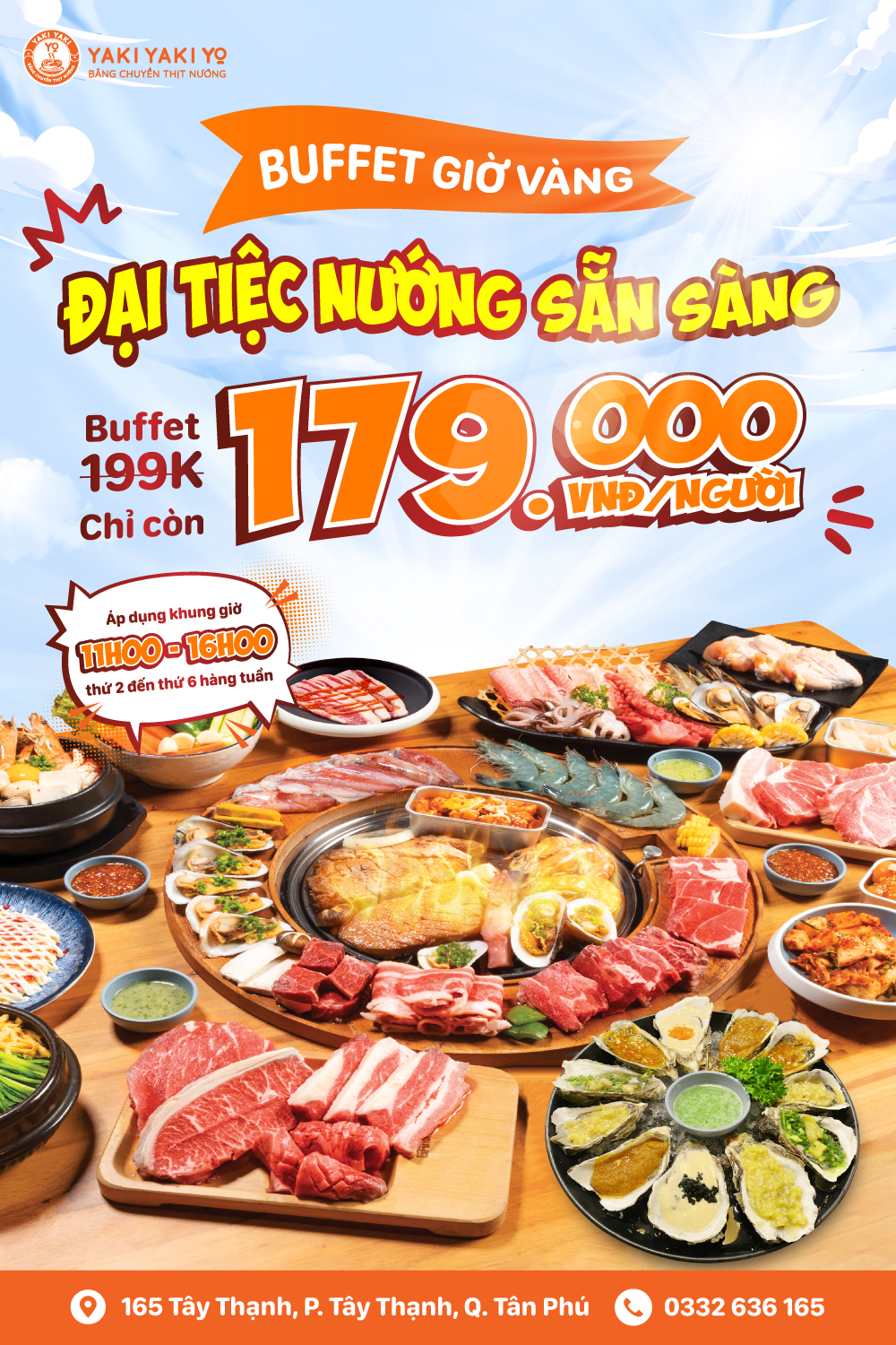[🆕🇻🇳] Yaki Yaki Yo – Buffet băng chuyền nướng 🍔 Top1Food 🍜   GIỜ VÀNG –  GIÁ SALE CHỈ 179K/NGƯỜI 

[Có thể bạn đã biết] Để chiều lòng các thực khách yêu quý, Yaki Yo mở thêm khung giờ tiếp đón từ 11h trưa tất cả cá , shares-2✔️ , likes-7❤️️ , date-2024-01-21 15:18:56🇻🇳🇻🇳🇻🇳📰🆕
