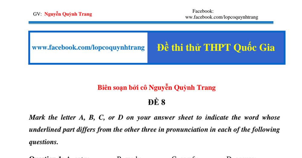 [🆕🇻🇳] Ngân hàng bài tập tiếng Anh theo chuyên đề 📚 Top1Learn 📕 thi thử 8.pdf , shares-148✔️ , likes-132❤️️ , date-2020-01-19 12:27:07🇻🇳🇻🇳🇻🇳📰🆕