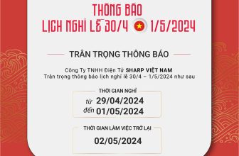 [🆕🇻🇳] Sharp Vietnam 🛠️ Top1Factory 👨‍🔧   THÔNG BÁO LỊCH NGHỈ LỄ 30/04 – 01/05 SHARP Việt Nam trân trọng thông báo tới Quý Đối tác, Quý Khách hàng lịch nghỉ lễ 30/04 – 01/05 như sau:
Thời gian ngh , shares-0✔️ , likes-15❤️️ , date-2024-04-25 00:00:20🇻🇳🇻🇳🇻🇳📰🆕