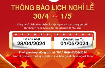 [🆕🇻🇳] Nhà máy Ăn Vặt Ngon 🍔 Top1Food 🍜  THÔNG BÁO NGHỈ LỄ 30/4 VÀ 1/5
Kính gửi Quý Đối tác, Quý Khách hàng,Công ty cổ phần thực phẩm Ăn Vặt Ngon trân trọng thông báo lịch nghỉ lễ Giải phóng miề , shares-0✔️ , likes-1❤️️ , date-2024-04-26 23:40:23🇻🇳🇻🇳🇻🇳📰🆕