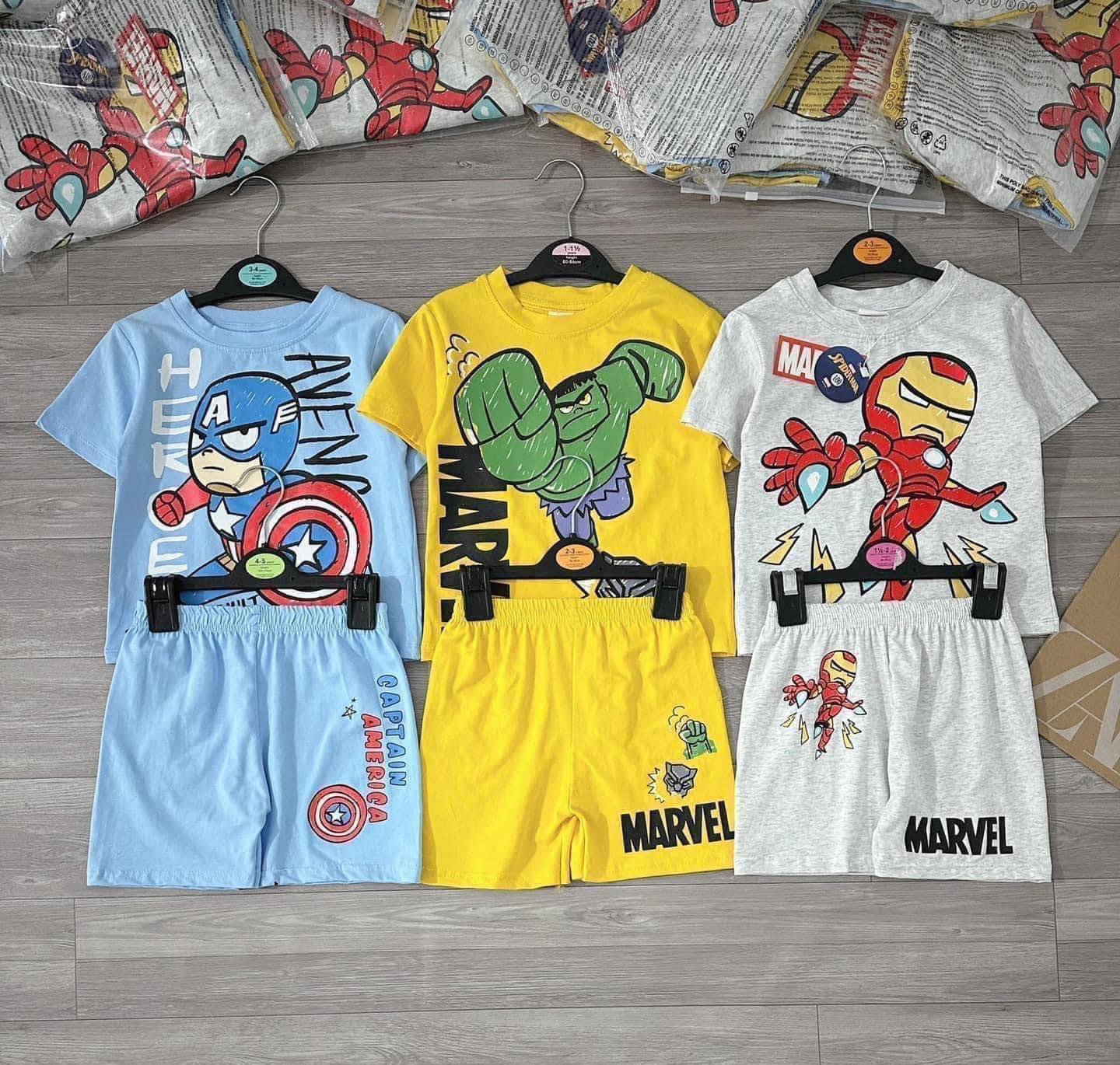 Xả #65kk còn 12-18m, 2y, 3y, 4y, 5y, 6y (9-23kg) BỘ SIÊU NHÂN Cotton mát lịm Set bộ siêu nhân cotton hè 2024 toàn hình xinh, các mẹ ytam chất cotton 100%